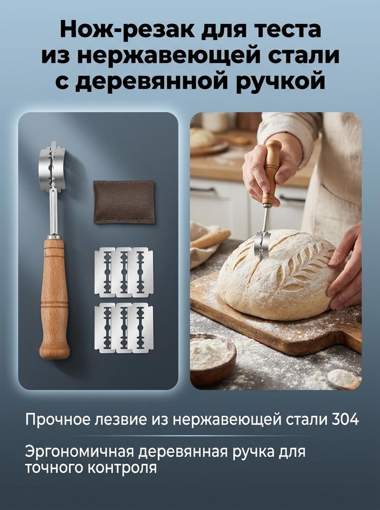 Нержавеющая сталь Скребок для теста Деревянная ручка Изогнутый инструмент для нарезки теста Для выпечки