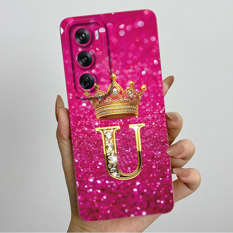 Чехол для OPPO Reno 12 Pro 5G С буквенным принтом Корона Жидкий силикон Чехол для телефона Для OPPO Reno12 Reno 12 12Pro Coque CPH2625 CPH2629 Funda
