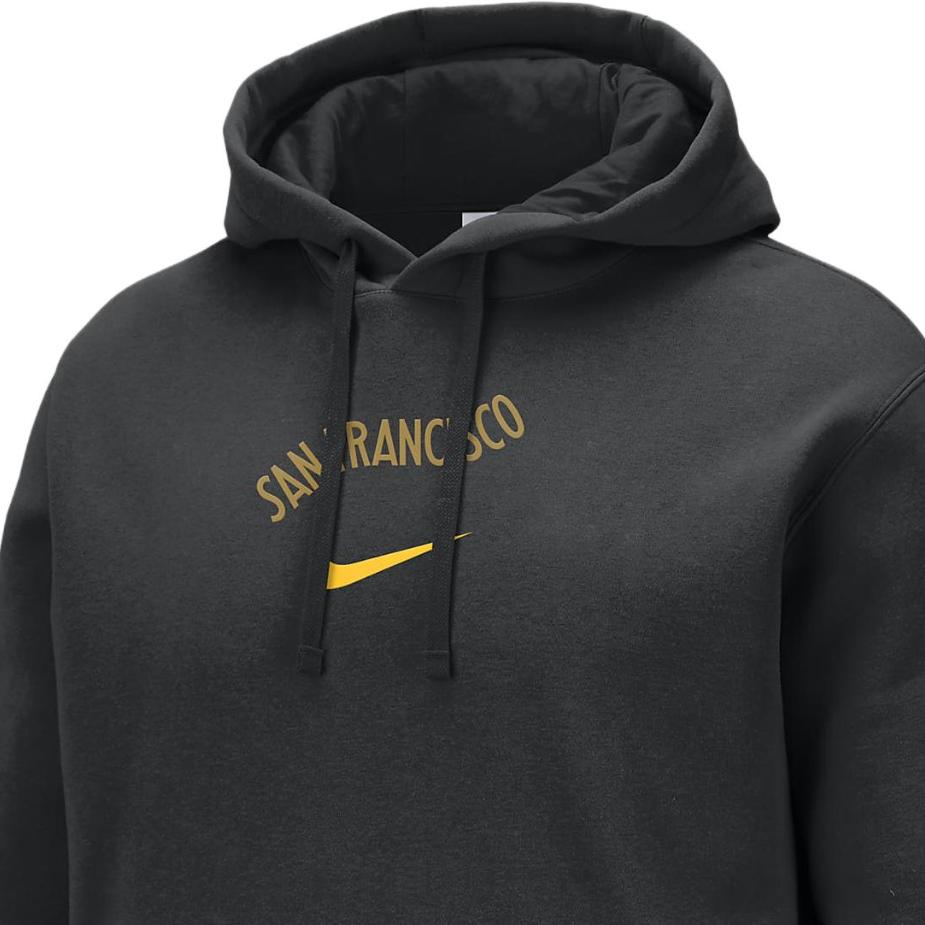 Nike Club Fleece City Edition NBA Golden State Warriors Letter Hoodie Мужские толстовки с капюшоном черного цвета FB4819-010