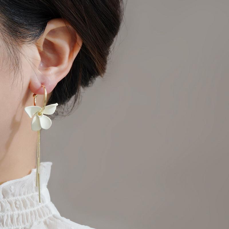 New Long Tassel Flower Stud Earrings For Women Girl