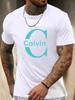 Футболка с коротким рукавом Calvin Мужская 100% Хлопок С рисунком Летняя С круглым вырезом Дышащая Повседневная Модная Крутая Футболка