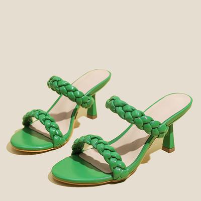 Liyke Летние плетеные женские тапочки для улицы с открытым носком на низком тонком каблуке Повседневные гладиаторские сандалии Женская обувь Пляжные шлепанцы Шлепанцы