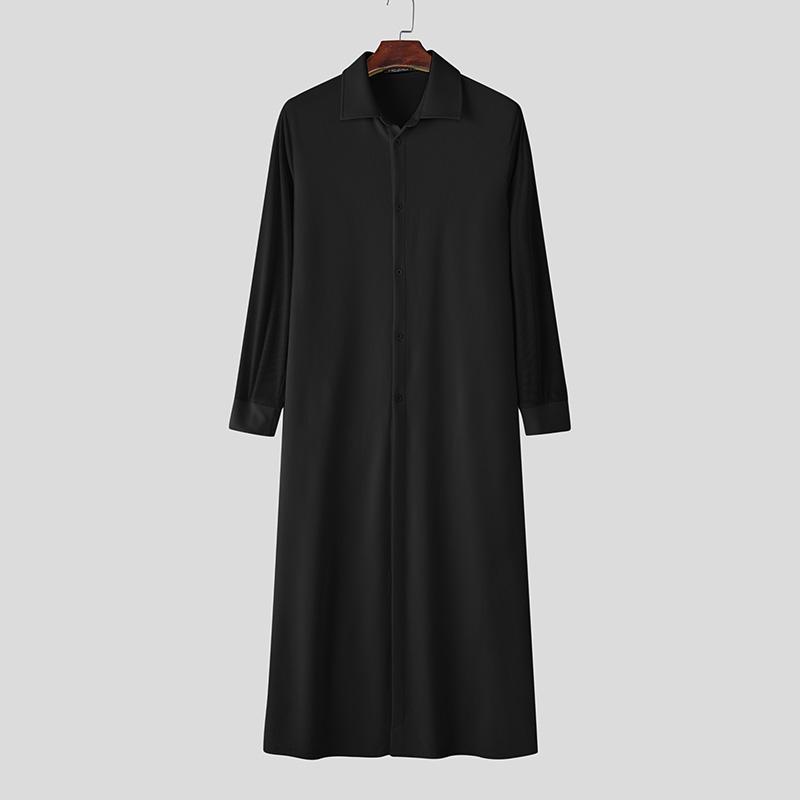 INCERUN Мужские кардиганы с лацканами, длинными рукавами и высокими разрезами, повседневные длинные пальто