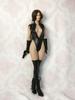 Compatible with TBLeague Body for Scale Action Figure DMTOYS Beautiful Woman Fashion Sexy Black Black Leather High Leg Jumpsuit and Arm and Leg Cover