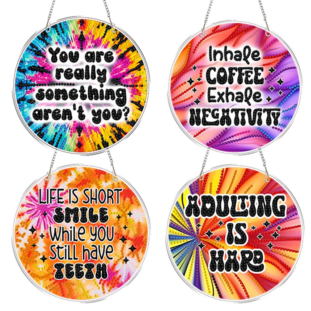 4pcs DIY 2D Flat Acrylic Diamond Painting Dots Pendant Special Shaped 5D Diamond Art Painting Window Pendants for Home Decor