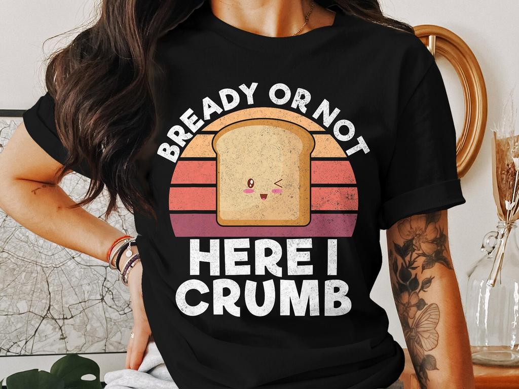 Kawaii Bread T-Shirt: Funny Food Pun Tee - Retro Sunrise