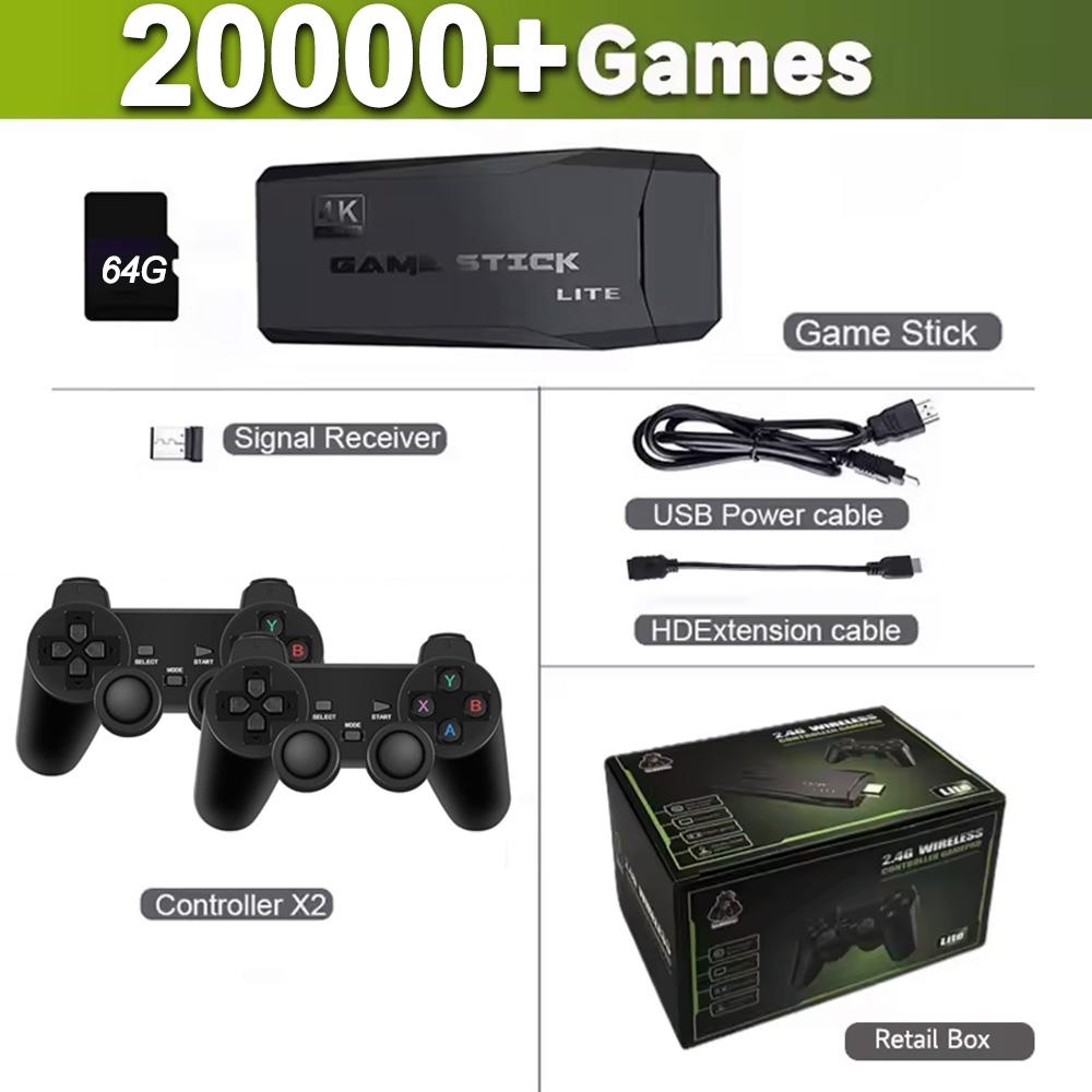 Video Game Stick Lite 4K HD Video Game M8 Console 64GB Double Wireless Controller For 10000 Retro Games Kid Xmas Gift