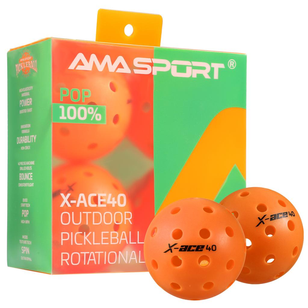 Мячи для пиклбола AMASPORT X-ACE40 Профессиональные Официальные Мячи для Пиклбола с Высоким Отскоком и Высокой Видимостью для Игр на Открытом Воздухе