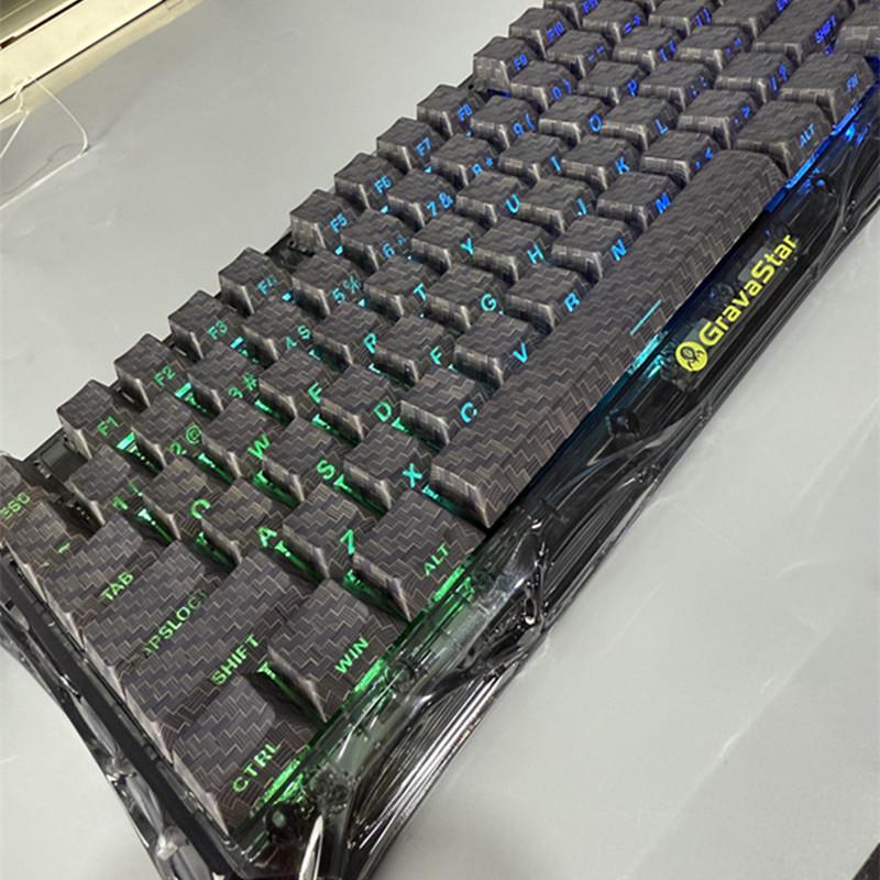 Carbon Fiber Texture Keycap With Side Engraving Pbt Material Cherry Pbt Customized 100 Key Translucent Black Keycaps