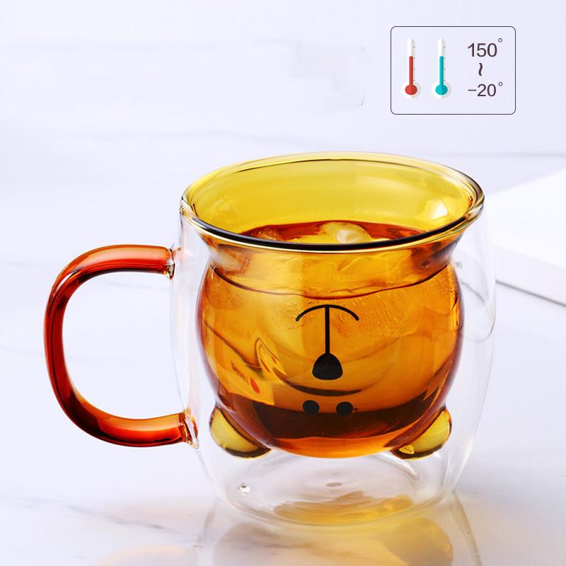 1 шт. креативная двойная стеклянная чашка с медведем кружка для кофе посуда для сока