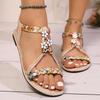 Fashion Summer Braided Band Flat Sandals for Women Fashion Flower Decor Beach Shoes Woman Lightweight Soft Sole Casual Sandalias Mujer