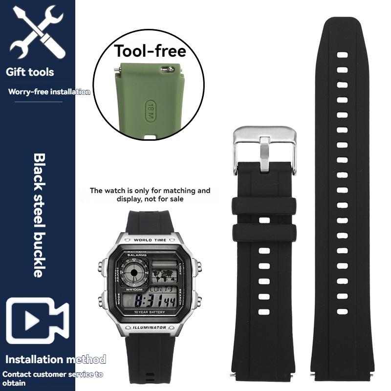 Для Casio 3299 маленький квадратный AE-1200 1300 W-216H F-108 A158/159 мягкий силиконовый ремешок для часов с быстрой заменой мужской 18 мм