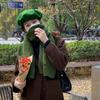 White Retro Green Scarf for Women In Winter Soft and Versatile Solid Color Wool Korean Style Warm Scarf Korean Version