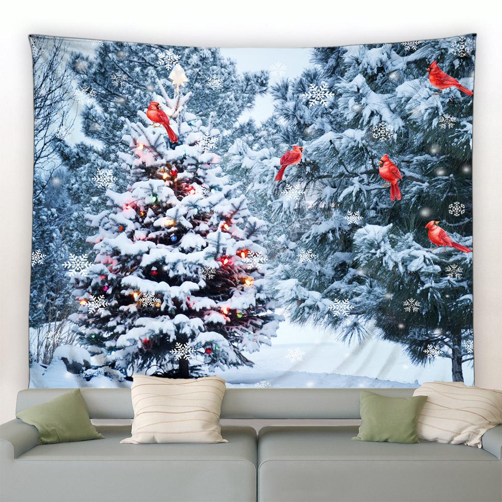 Санта-Клаус Снеговик с декоративным принтом и узором гобелен для дома, гостиной, спальни, настенное украшение, фон, тканевый гобелен