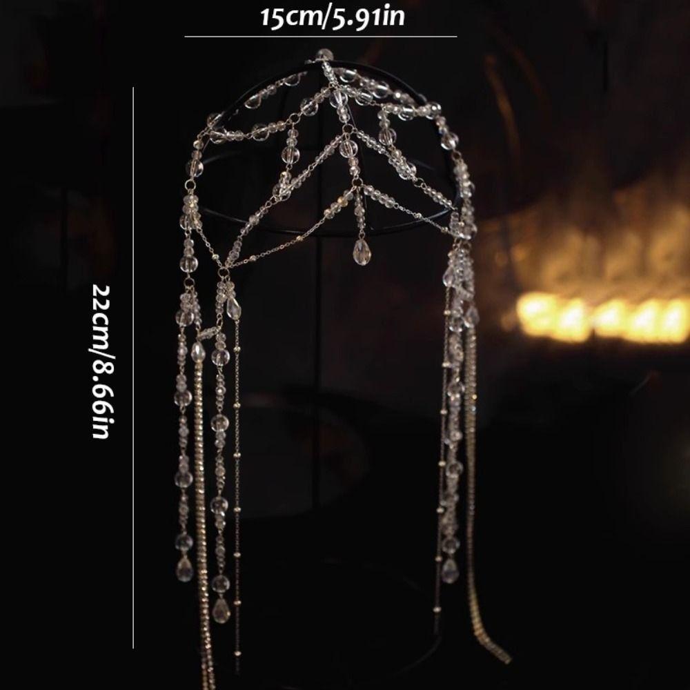Сказочный Блестящий Бисером Украшение на Лоб Длинная Кисточка Стразы Головная Цепочка Украшение для Волос