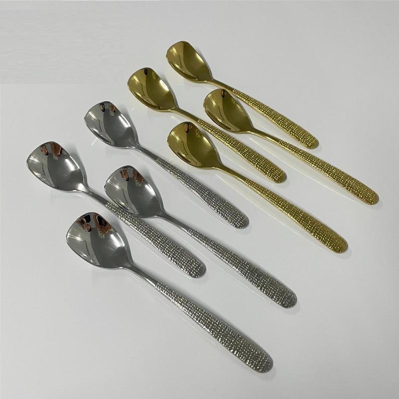 Столовые приборы из нержавеющей стали 304, ложка с плоской головкой, ручка с чеканным узором, столовая посуда, роскошная ретро-посуда
