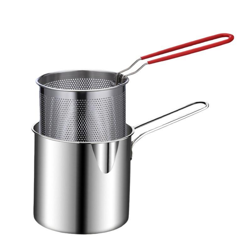 Мини-сковорода для жарки темпура из нержавеющей стали 304 с крышкой и фильтром