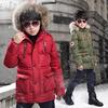 Boys Fall and Winter Medium-length Thickened Warm Jacket Middle and Large Children Hooded Top