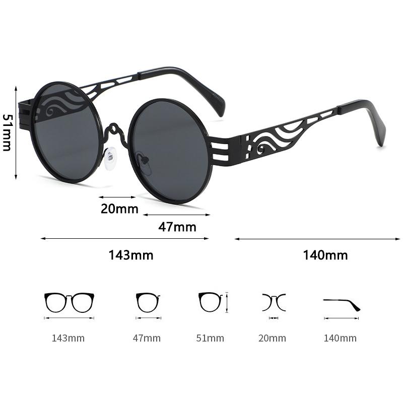 Xiaomi Women Vintage Round Sunglasses UV400 Hollow Carved Metal Temple Retro Fashion Shades for Party Street Photoshoot XJC2246