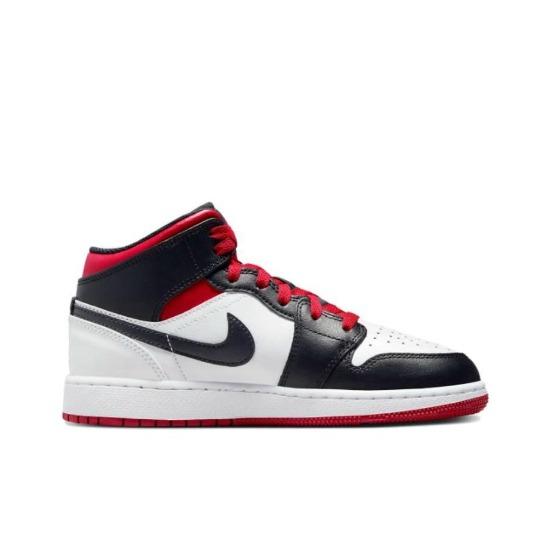 Кроссовки Air Jordan 1 Mid GS Gym Red Black Toe, средневысокие, ретро, DQ8423-106
