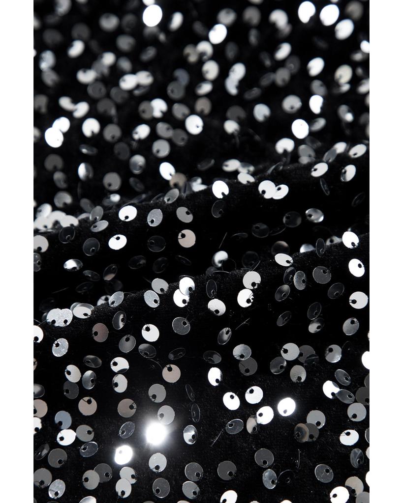 Azura Exchange Черная укороченная блузка с длинными рукавами и круглым вырезом, расшитая пайетками