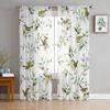 Plants Flowers Watercolor Birds Sheer Curtains for Living Room Decoration Window Curtains Kitchen Tulle Voile Organza Curtains