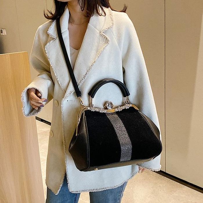 Сумка женская сумка для ужина сумка через плечо с бриллиантовым мехом сумка портативная сумка через плечо сумка с зажимом черная сумка большой вместимости