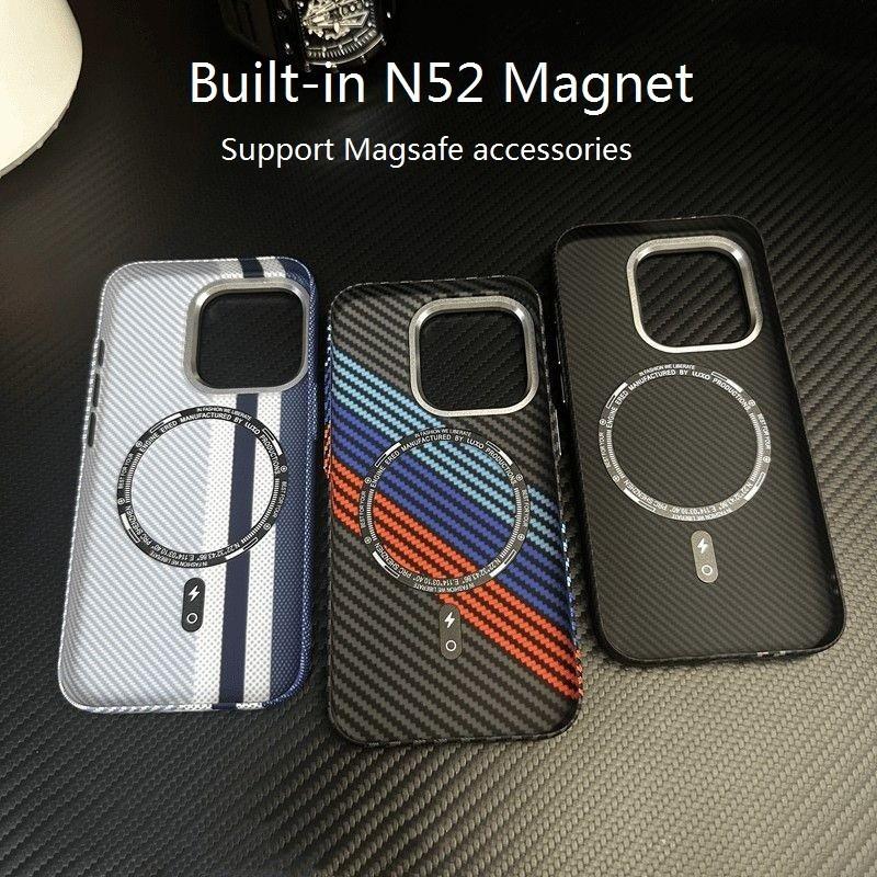 Роскошный тонкий микроматовый магнитный чехол из углеродного волокна с текстурой для iPhone 15 Pro Max 14 Pro 13 12, противоударный чехол для iPhone