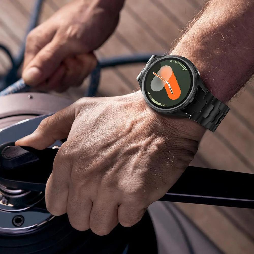 Браслет из нержавеющей стали титанового цвета для Samsung Galaxy Watch 7 6 5 4 44мм 40мм Мужской ремешок для SAMSUNG 6classic 47мм 43мм