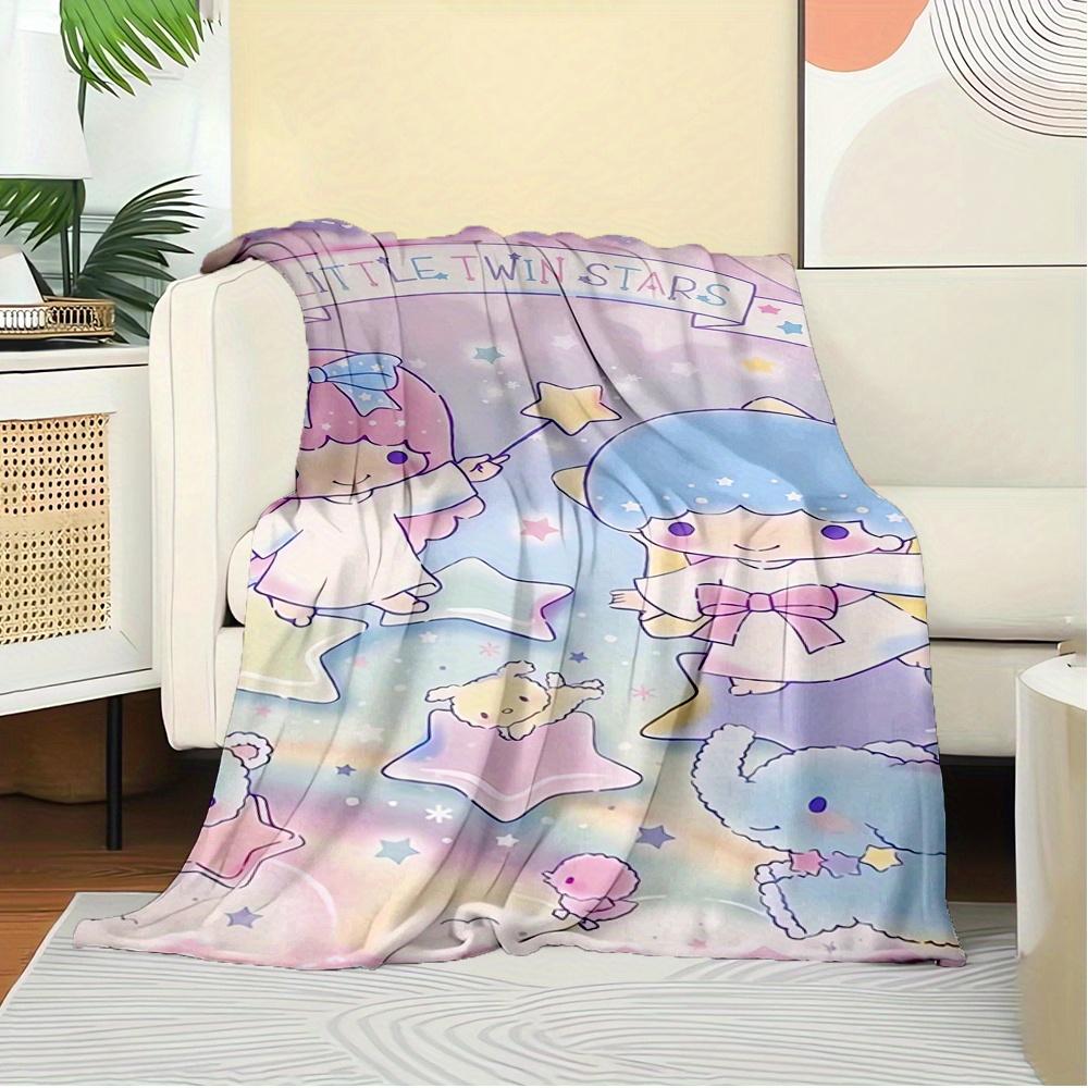 1pc Flannel Little Twin Stars, Pastel, CuteThrow Blanket, Cartoon Truck Pattern Printed Blanket, Warm Cozy Soft Blanket For Couch Bed Sofa C