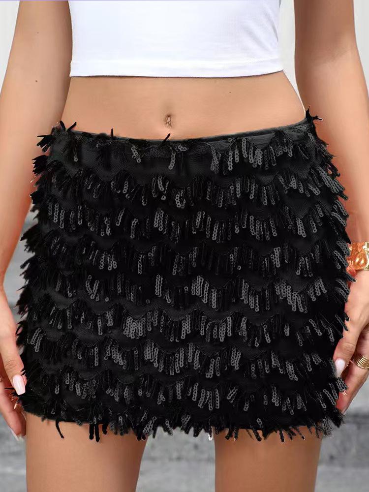 Европейская и американская сексуальная короткая юбка с пайетками: Стройнящий и стильный для женщин