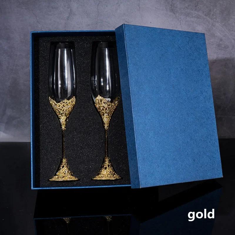 2 шт. Серебряные хрустальные фужеры для шампанского, свадебные бокалы для жениха и невесты, розовое золото, тосты, подарочные наборы для пар на помолвку