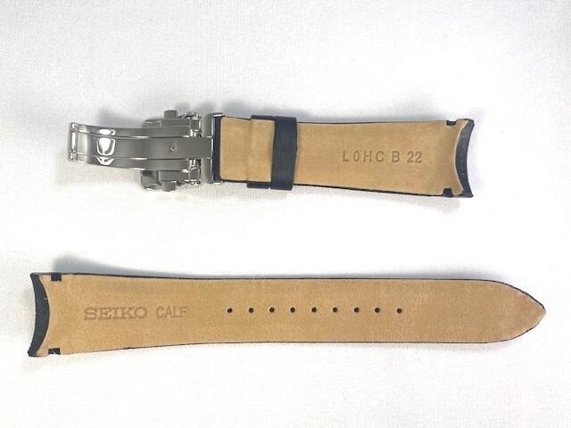 L0HC011J0 SEIKO Premier 22 мм Кожаная Телячья для и через Ремешок, Тисненая, Черная, SNP143J1/ SNP149J2/ 7D56-0AE0 другие. (Доставка Nekoposu)
