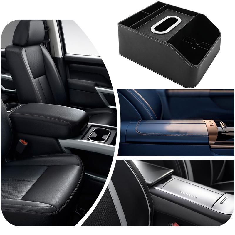 Solid Car Armrest Organizer Center Console Armrest Box Car Armrest Tissue Box Organizer For Water Bottle Cell Phone Cards