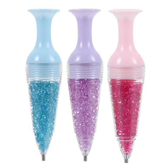 Vase Shaped 5D DIY Painting Point Drill Pen with Diamonds Cross