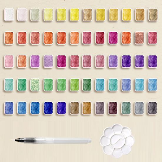 24/36/48/60 шт./набор акварельных красок, металлик, лесная палитра, портативная, блестящая, твердая