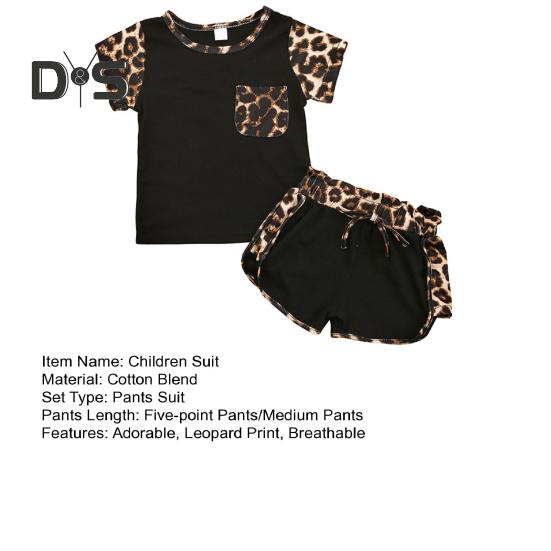 Комплект из 2 предметов с леопардовым принтом для девочки, летний топ с короткими рукавами и круглым вырезом, шорты, милый костюм для сестер на каждый день, для фотосессий и вечеринок