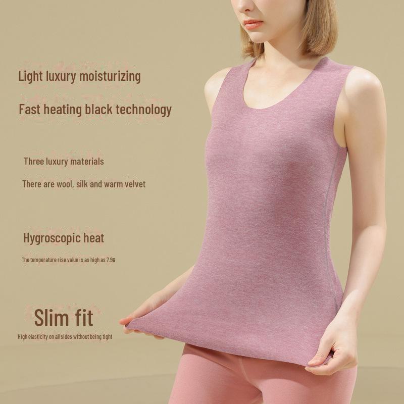 Женская бесшовная майка: Рубашка без рукавов из тонкого флиса и жилет на весну и осень