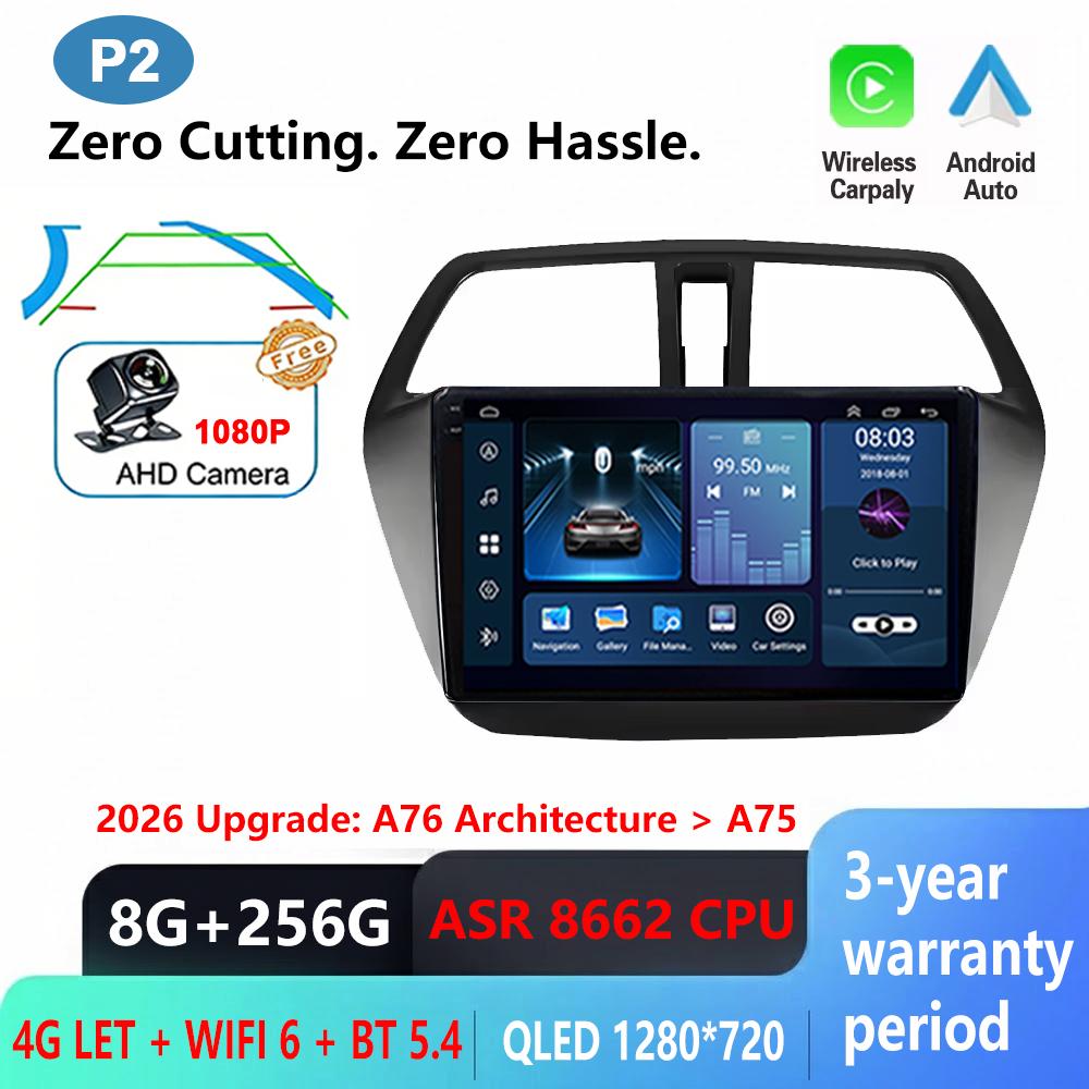Android 16 Carplay For Suzuki SX4-CROSS 2014-2017 Car Radio Stereo Multimidia Player GPS Navi Bluetooth DSP Stereo QLED Screen