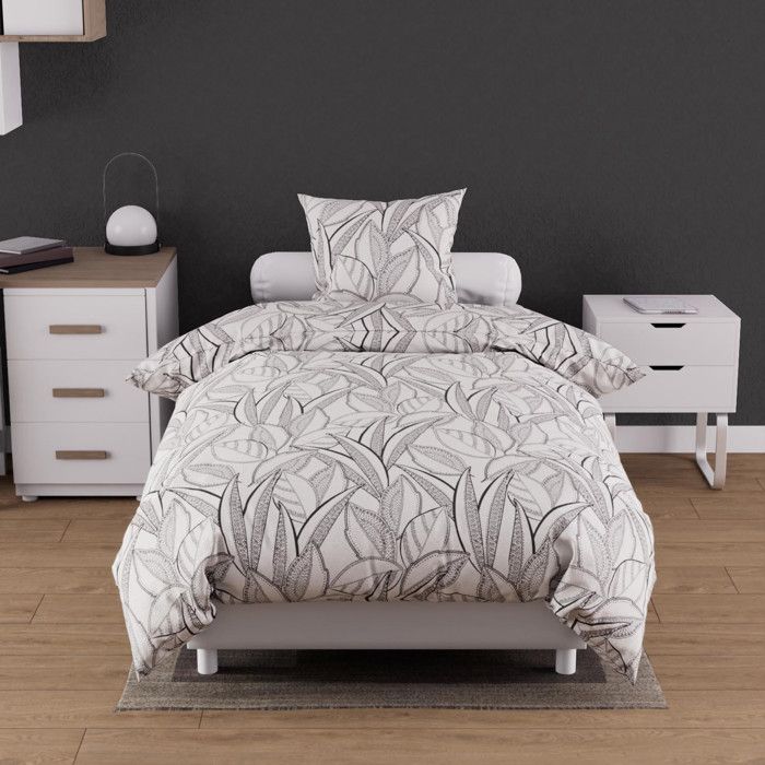 57 Thread Count Cotton Duvet Cover Set 140x200 Cm TOGO White, by Soleil D'ocre