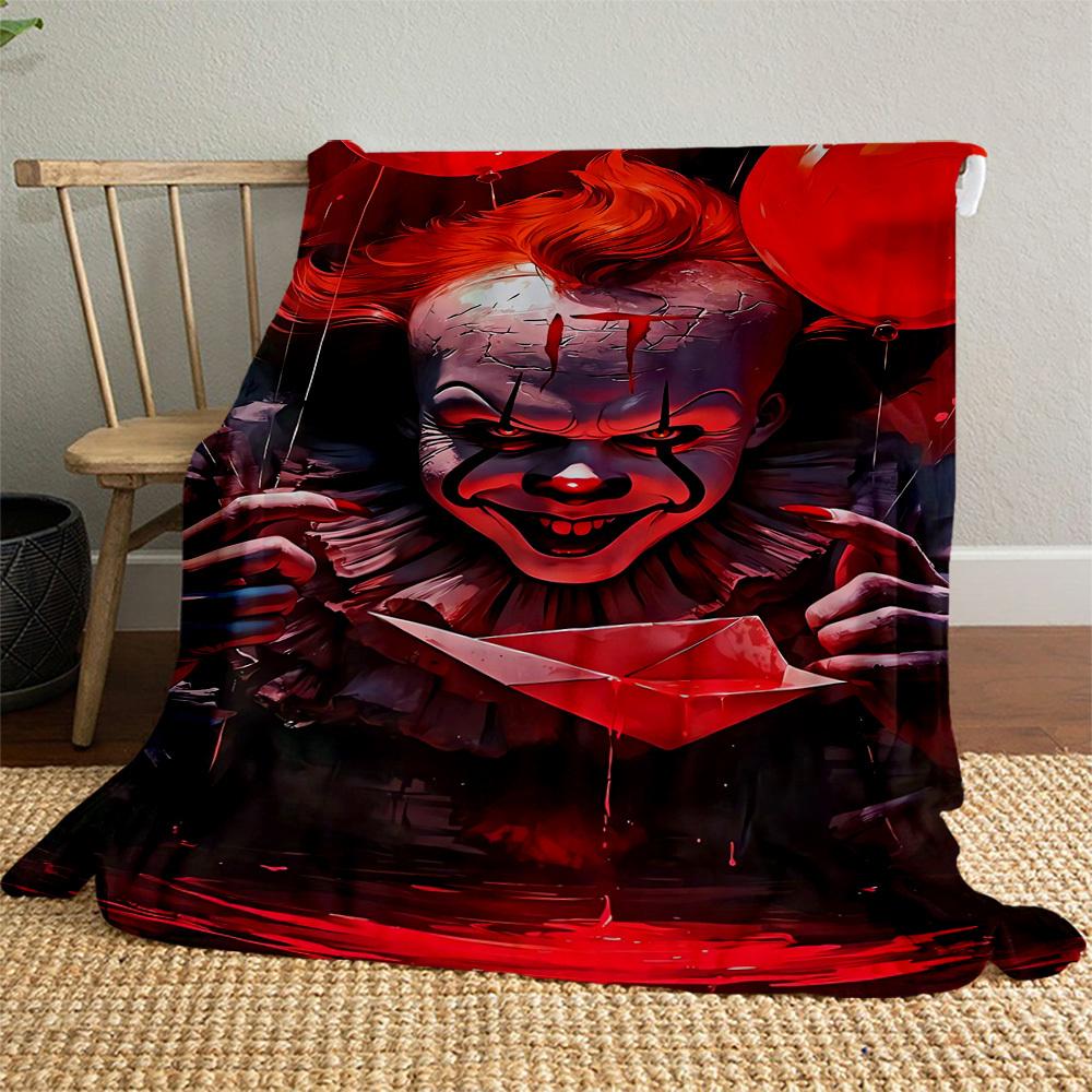 clown, balloons, blood - Throw Blanket, Soft Bedding Cover, Flannel Blankets, Living Room, Travel, Camping,All Seasons Use06