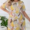 Весна-лето, короткое свободное платье с принтом, домашнее платье, повседневное женское платье для сна большого размера