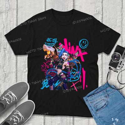 Arcane Jinx Футболка Мода Мужская/Женская Смешная Милая Аниме Футболка Унисекс Высокое Качество Повседневные Хлопковые Футболки