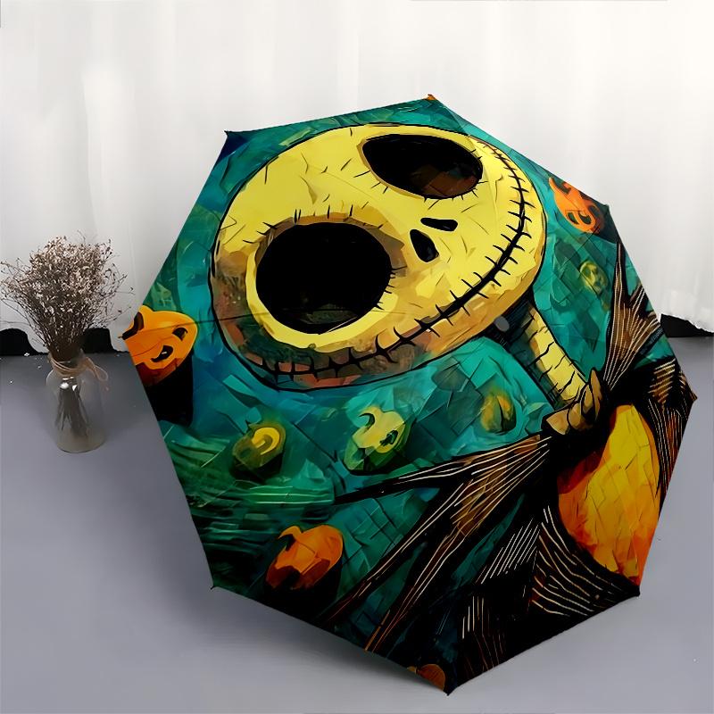 1 Auto Open Jack Skellington, Nightmare Before Christmas Themed Colorful 8-rib Portable Umbrella for Men and Women, A Compact Commuting Comp