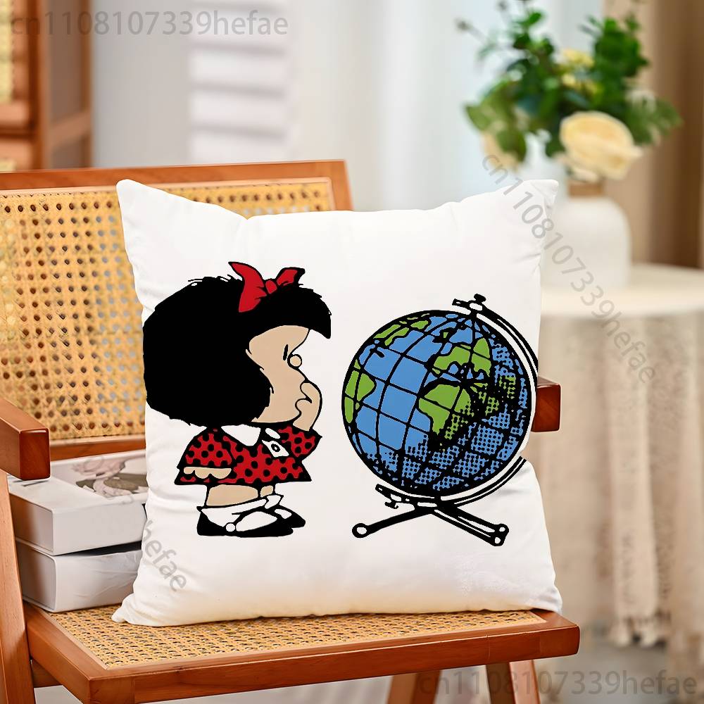 Cartoon MMafalda Cute Print Polyester Pillow Case for Valentine gift Home Sofa Cushion Cover Decoration Custom