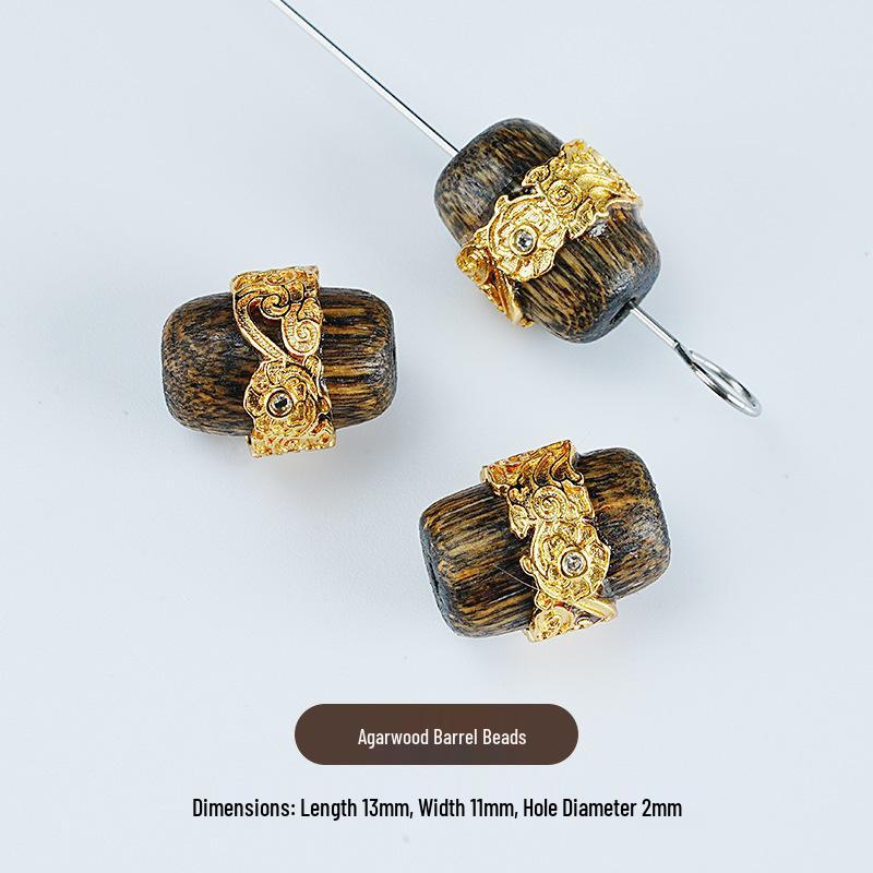 Exquisitely Carved High-Color Retention Agarwood Beads Bracelet - DIY Cultural Play Accessories