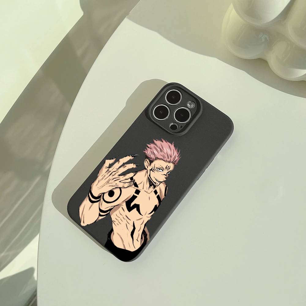 Чехол для телефона J-Jujutsu K-aisen-популярные персонажи Для iPhone 17,16,15,14,13,12,11 Pro Max,16/15/14Plus,XS Мягкая черная крышка
