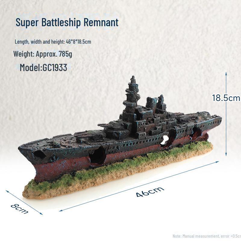 Декорация для аквариума в виде смоляного пиратского кораблекрушения с реалистичной детализацией