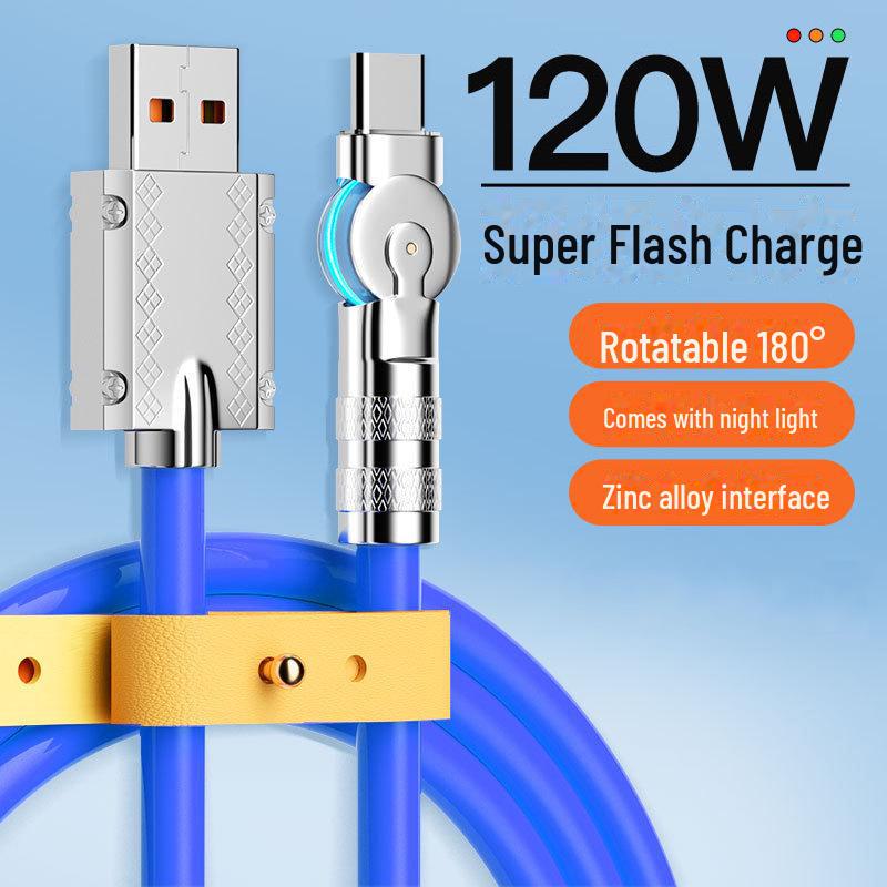 6A вращающийся локтевой сверхбыстрый зарядный кабель Type-C для телефонов vivo, Huawei, Apple, OPPO