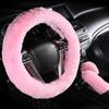 Cxtiy Fluffy Steering Wheel Cover 3 Pcs 1 Set With Handbrake Cover & Gear Shift Cover Soft And Warm For Car Steering Wheel Protector 15 Inch (Light